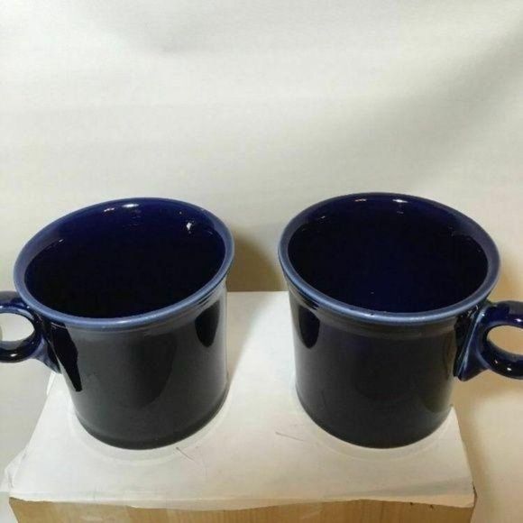 Fiesta Round O blue Handled Mugs Coffee‎ cups set of 2 - Picture 4 of 8